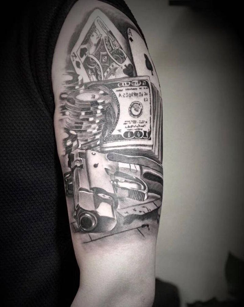 欲望纹身图片_手臂肩部欧美写实纹身图案