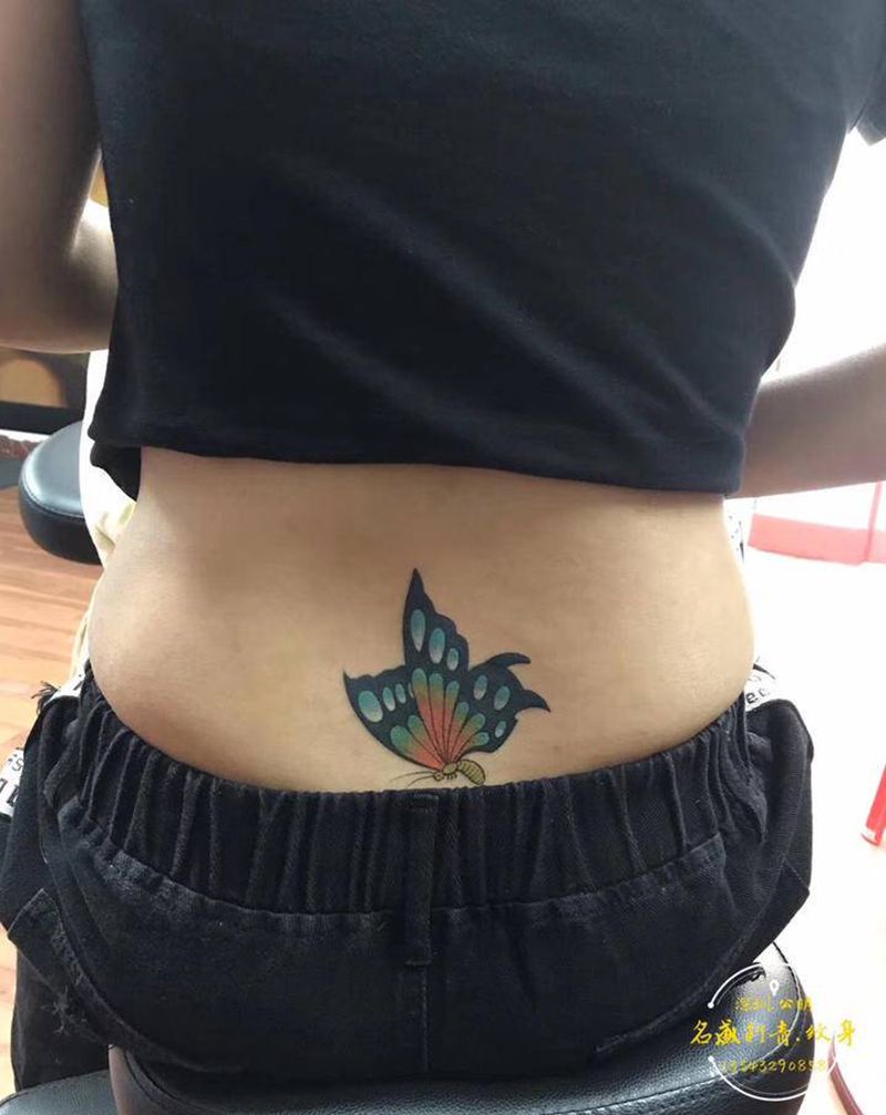 盖胎记纹身图片_腰部纹身图案