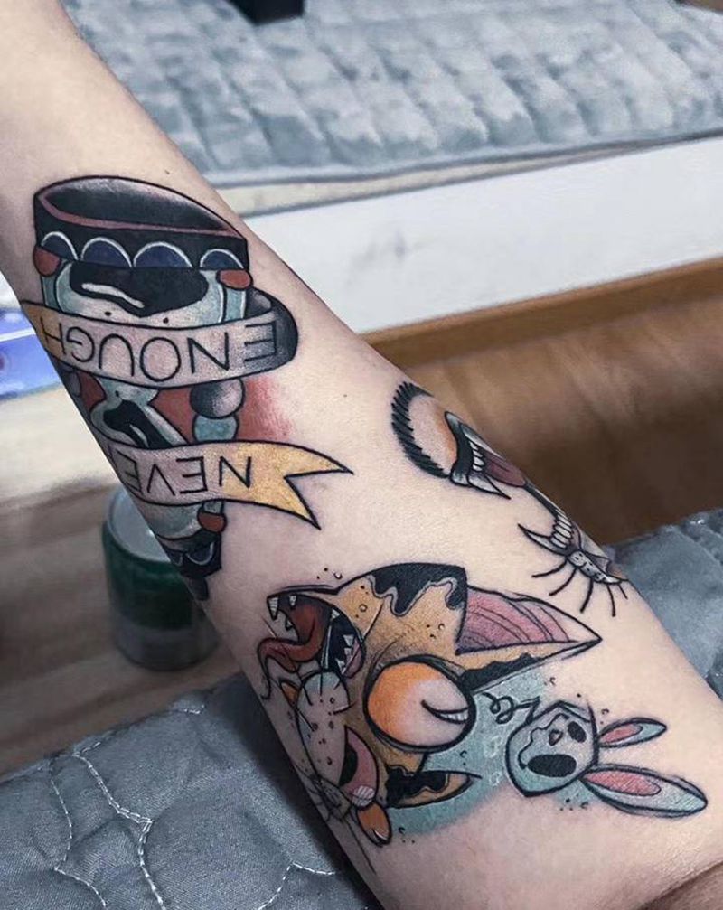 买家秀纹身图片_New School纹身图案