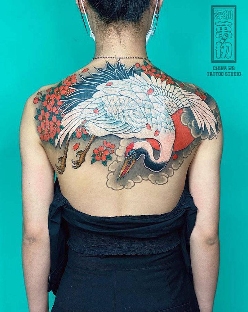 今工 / 鹤纹身图片_背部新传统纹身图案