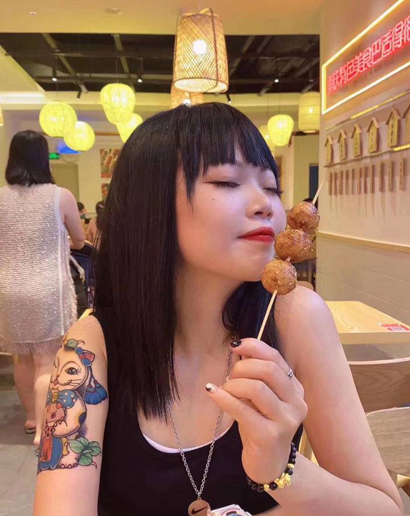 招财猫纹身图片_手臂新传统纹身图案