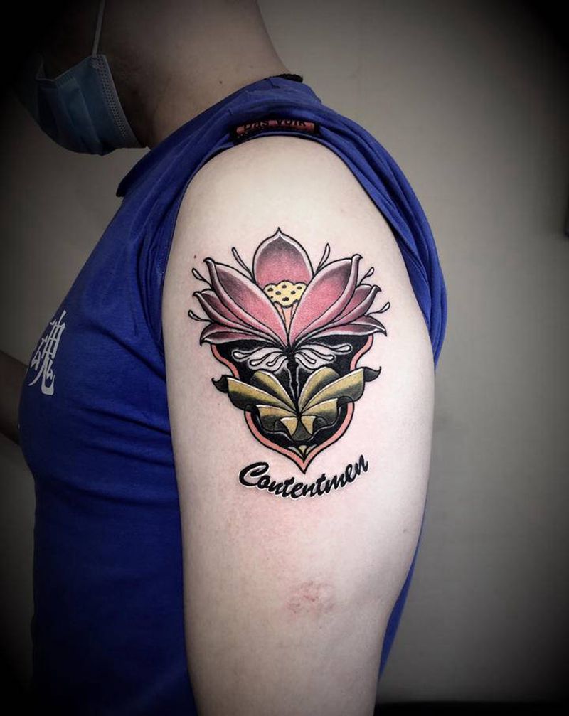 荷花纹身图片_手臂Old SchoolNew School纹身图案