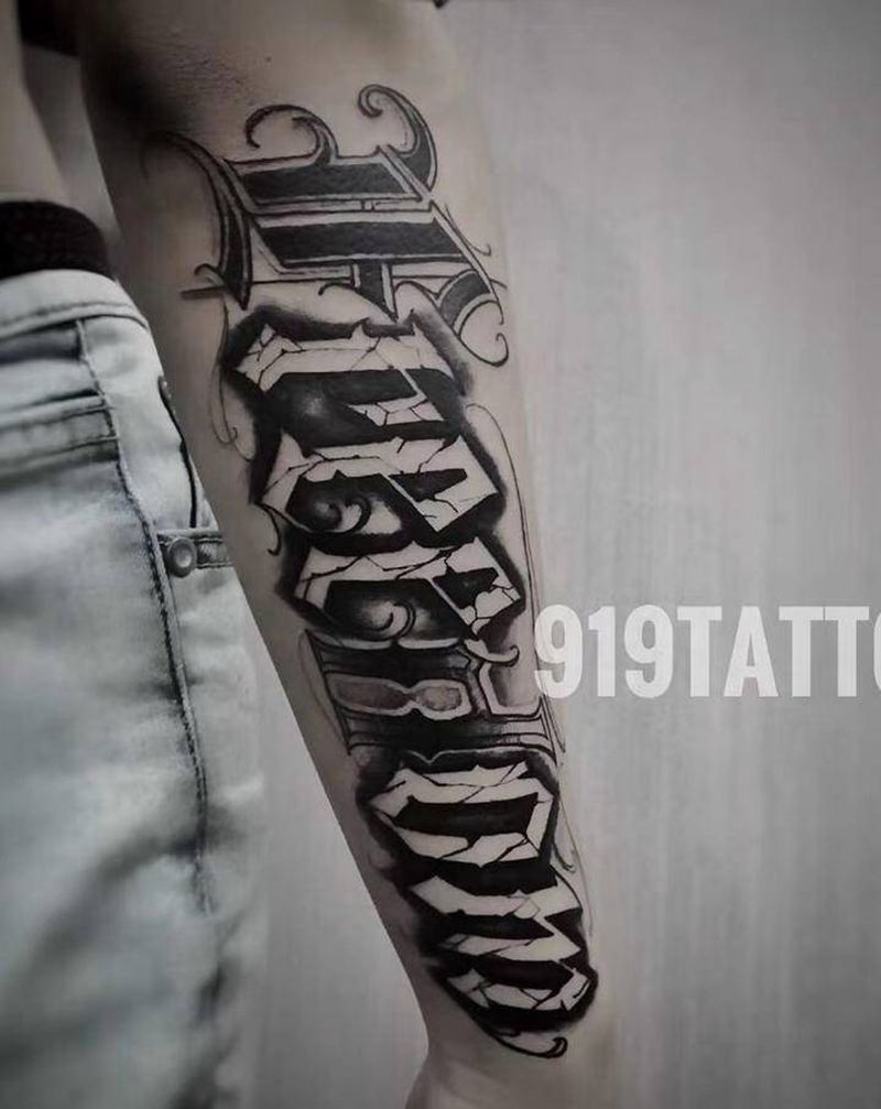 freedom纹身图片_花体字纹身图案