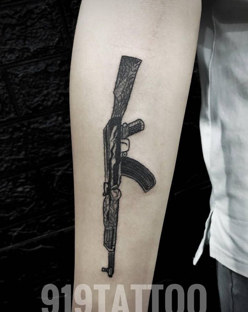 AK纹身图片_手部纹身图案