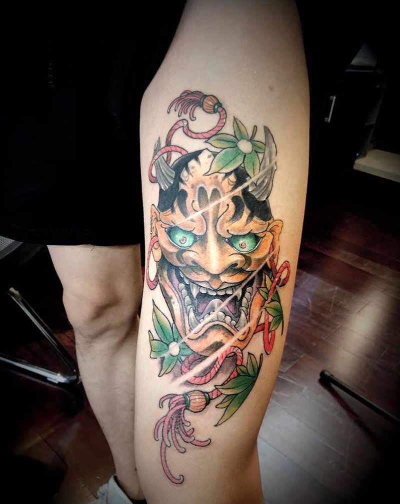 般诺纹身图片_腿部新传统老传统纹身图案