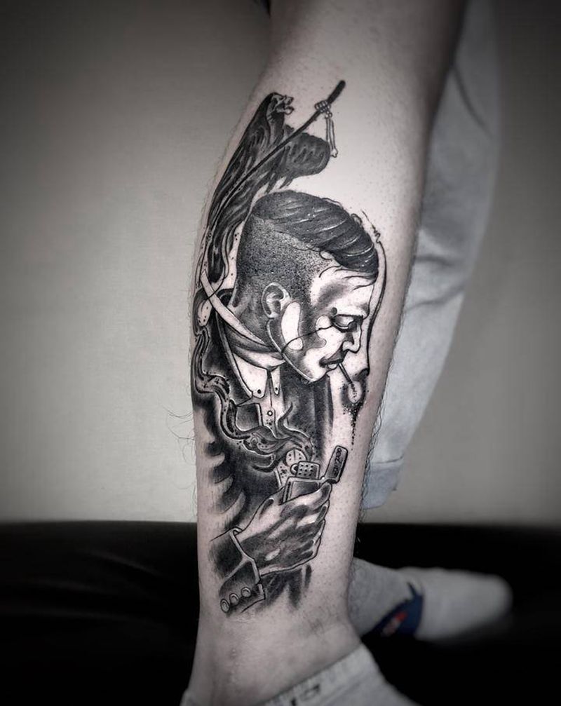 客人自带图纹身图片_脚部新传统Old School纹身图案