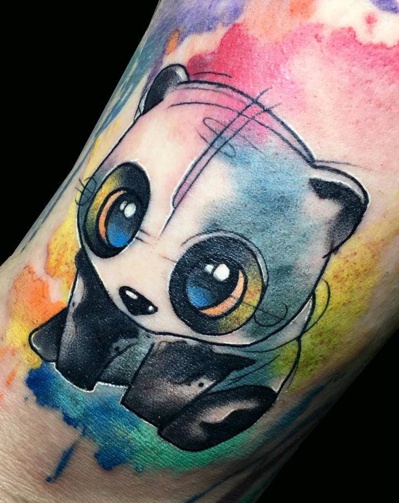 国宝熊猫纹身图片_手臂水彩水墨深圳水彩纹身图案