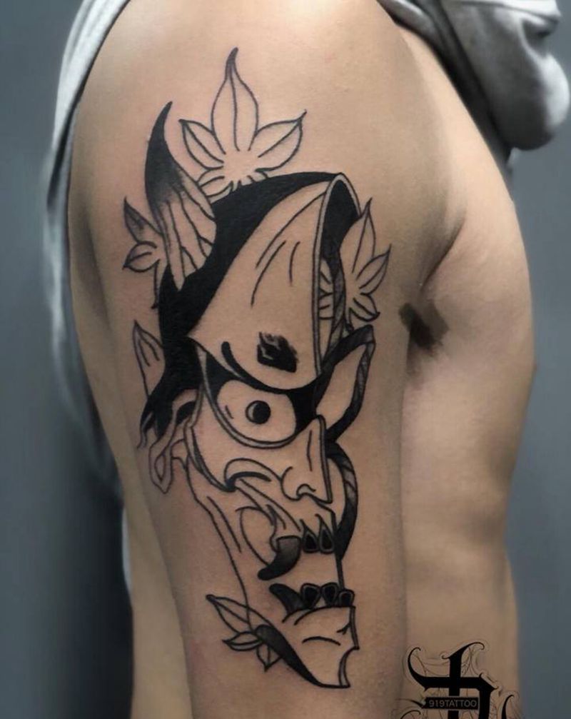 般若纹身图片_手部老传统纹身图案