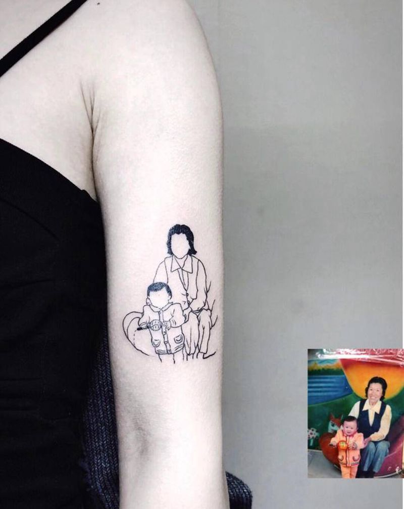 简笔画纹身图片_手臂图腾点刺纹身图案