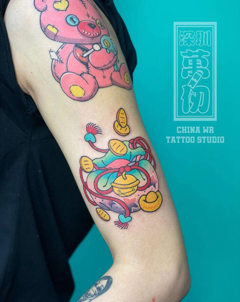 小福袋纹身图片_手臂老传统纹身图案