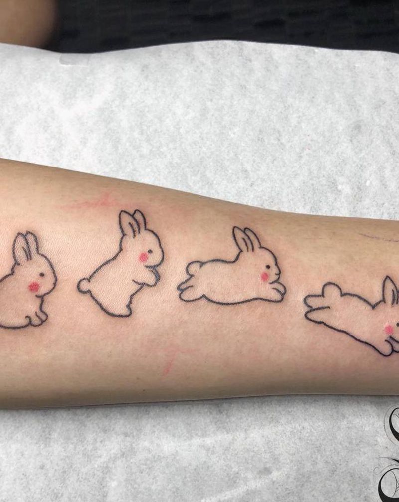 兔子纹身图片_手臂手部小清新纹身图案