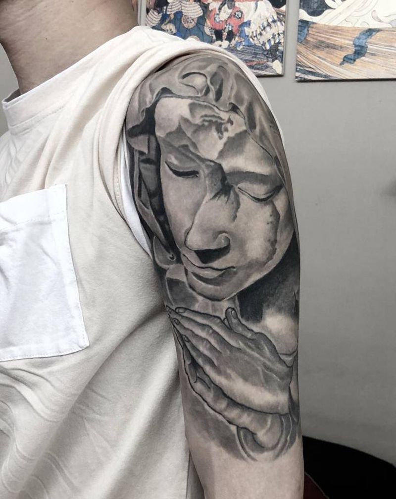 圣母恢复两年效果纹身图片_手臂欧美写实纹身图案