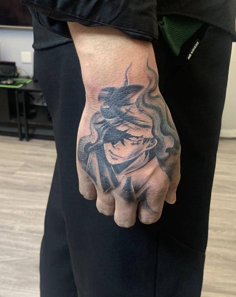 路飞纹身图片_手部欧美写实新传统纹身图案