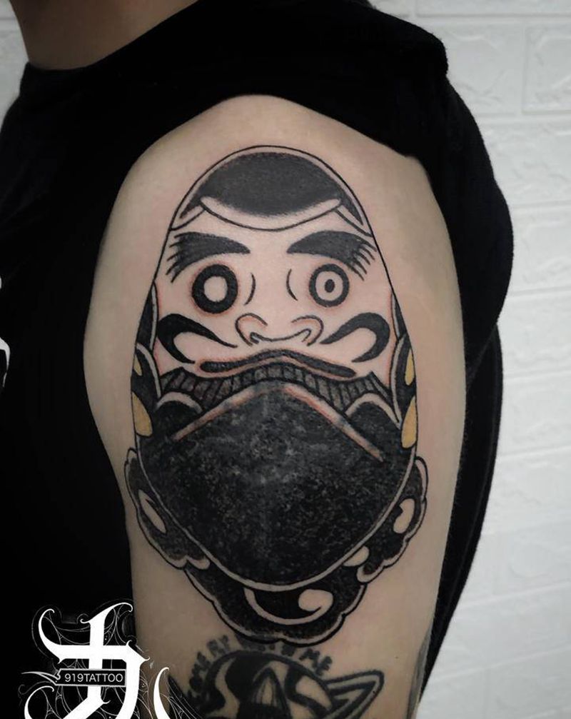 达摩纹身图片_手部老传统纹身图案