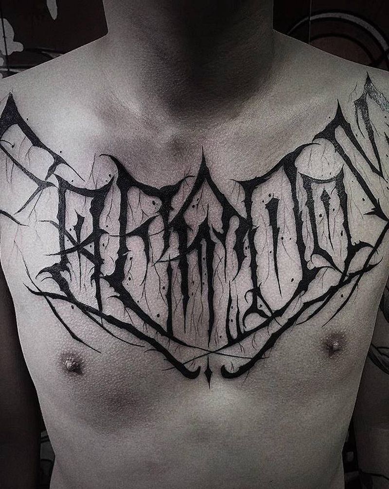 未完成纹身图片_胸部纹身图案