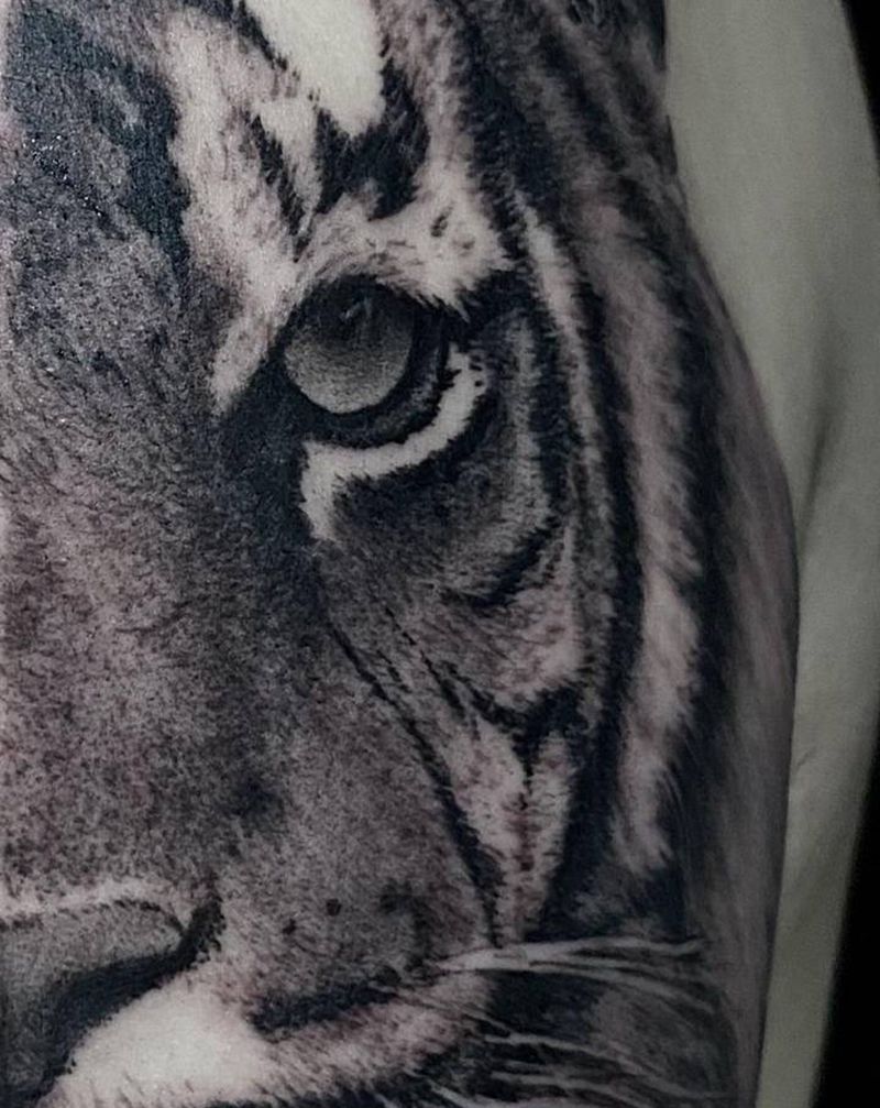 虎纹身图片_手臂欧美写实纹身图案