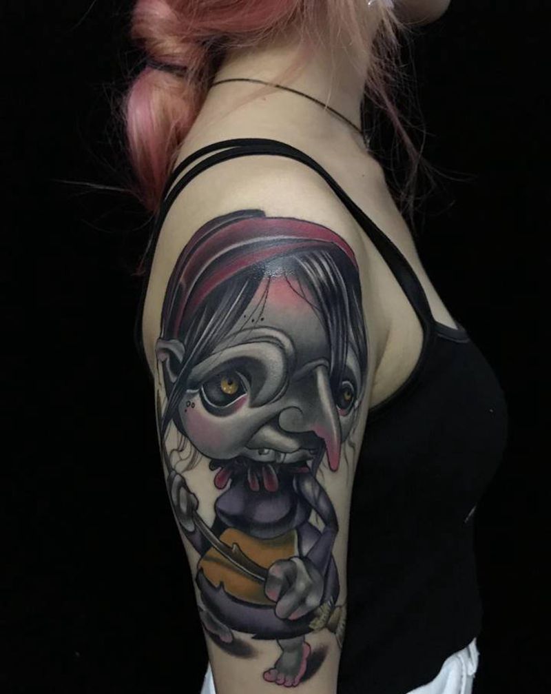 小女巫纹身图片_New School纹身图案