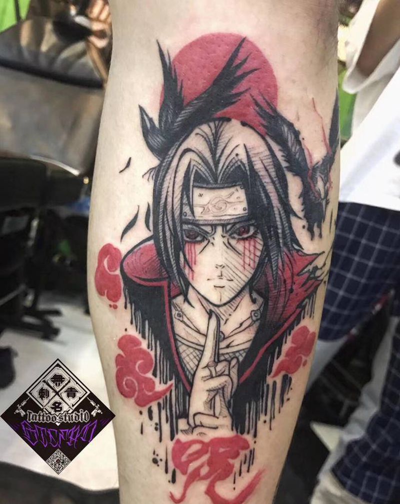 火影纹身图片_手臂手部水墨点刺纹身图案