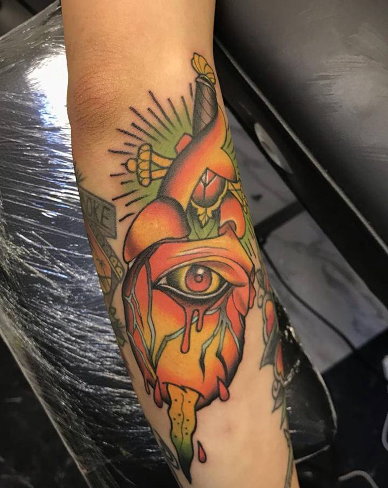 扎心2.0纹身图片_手臂Old SchoolNew School纹身图案