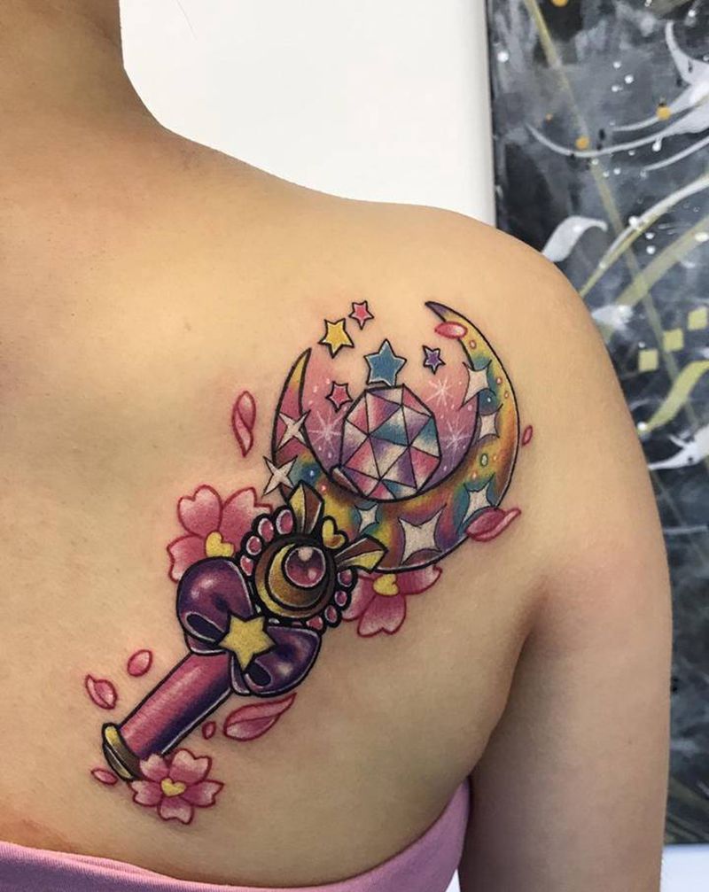 女儿最喜欢的玩具魔法棒纹身图片_New School纹身图案