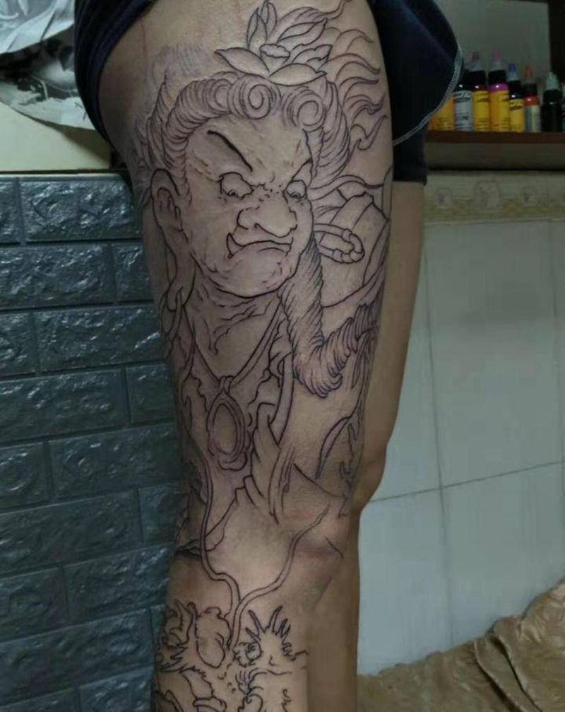 花腿半成品纹身图片_腿部纹身图案