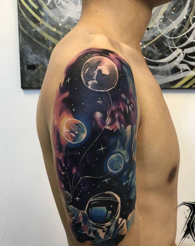 星空暴力遮盖失败纹身纹身图片_水彩纹身图案