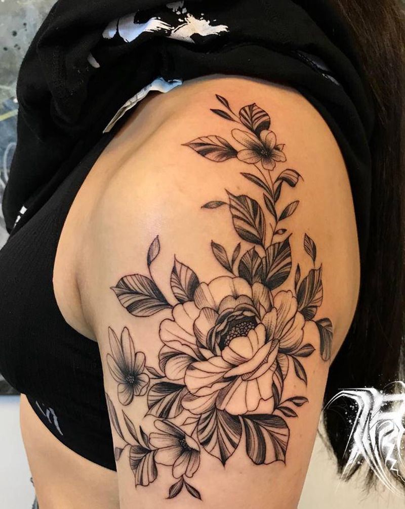 素花纹身图片_手臂纹身图案