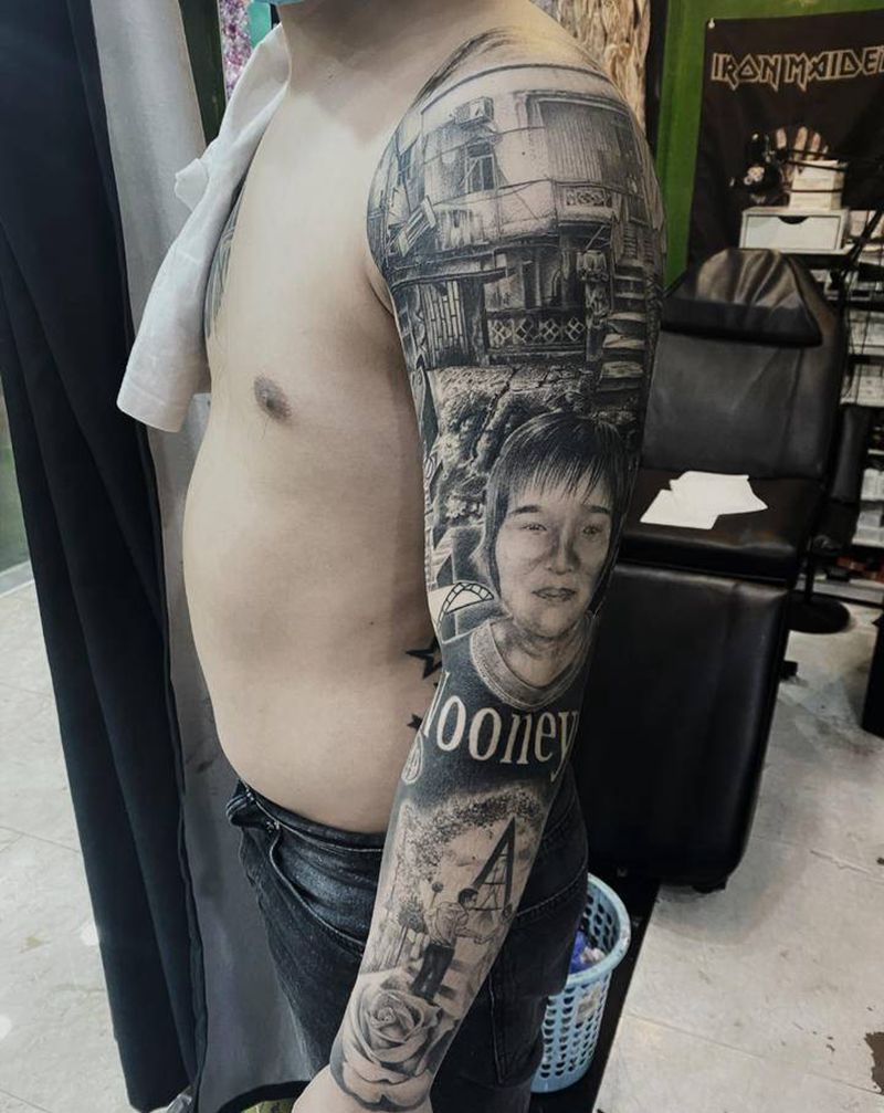 花臂纹身图片_手部手臂欧美写实纹身图案