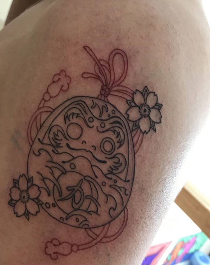 福蛋纹身图片_肩部手臂新传统老传统日式小图纹身图案