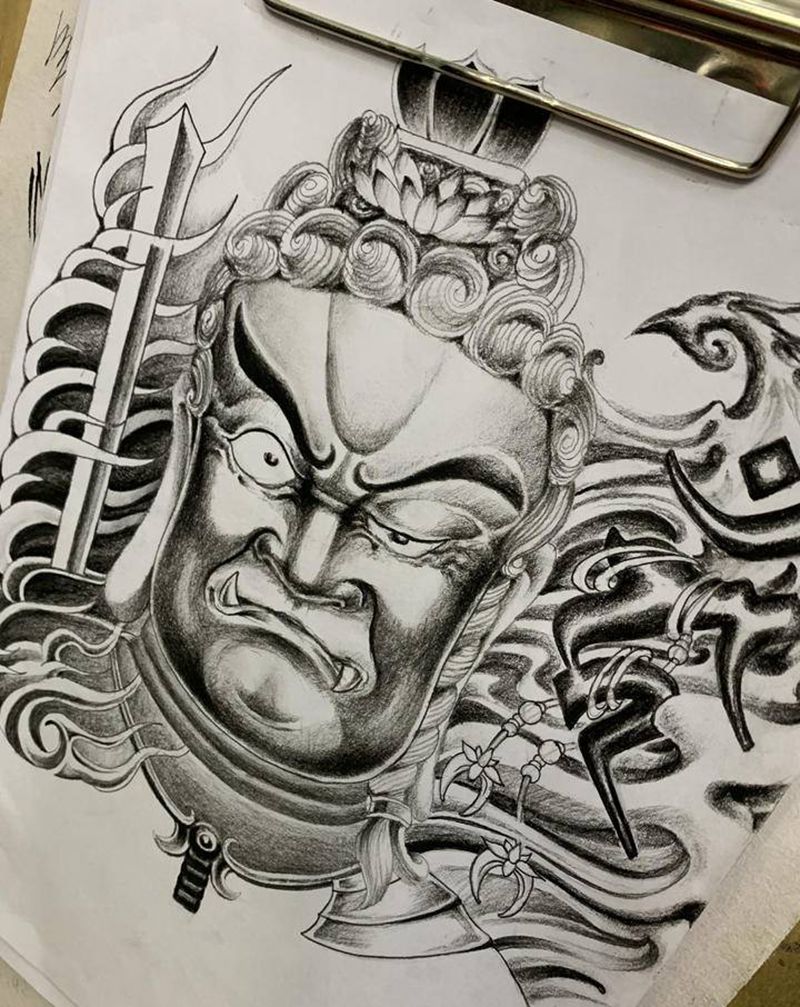 不动明王纹身图片_新传统纹身图案