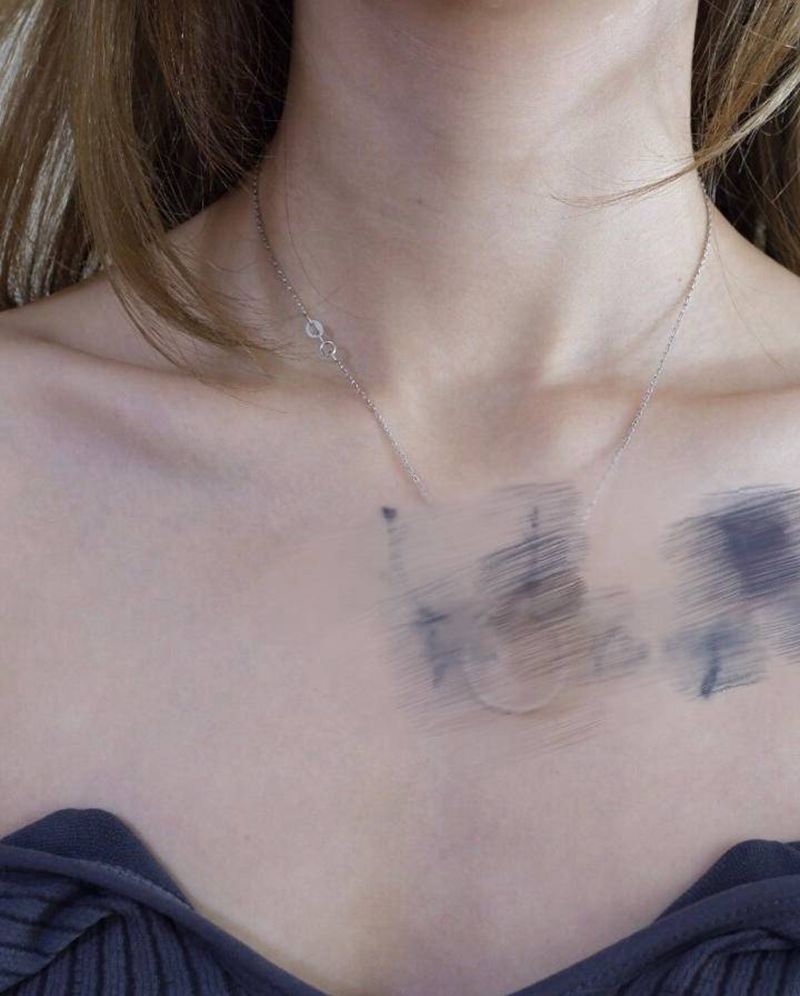 太阳月亮肩花柱纹身图片_肩部水彩几何纹身图案