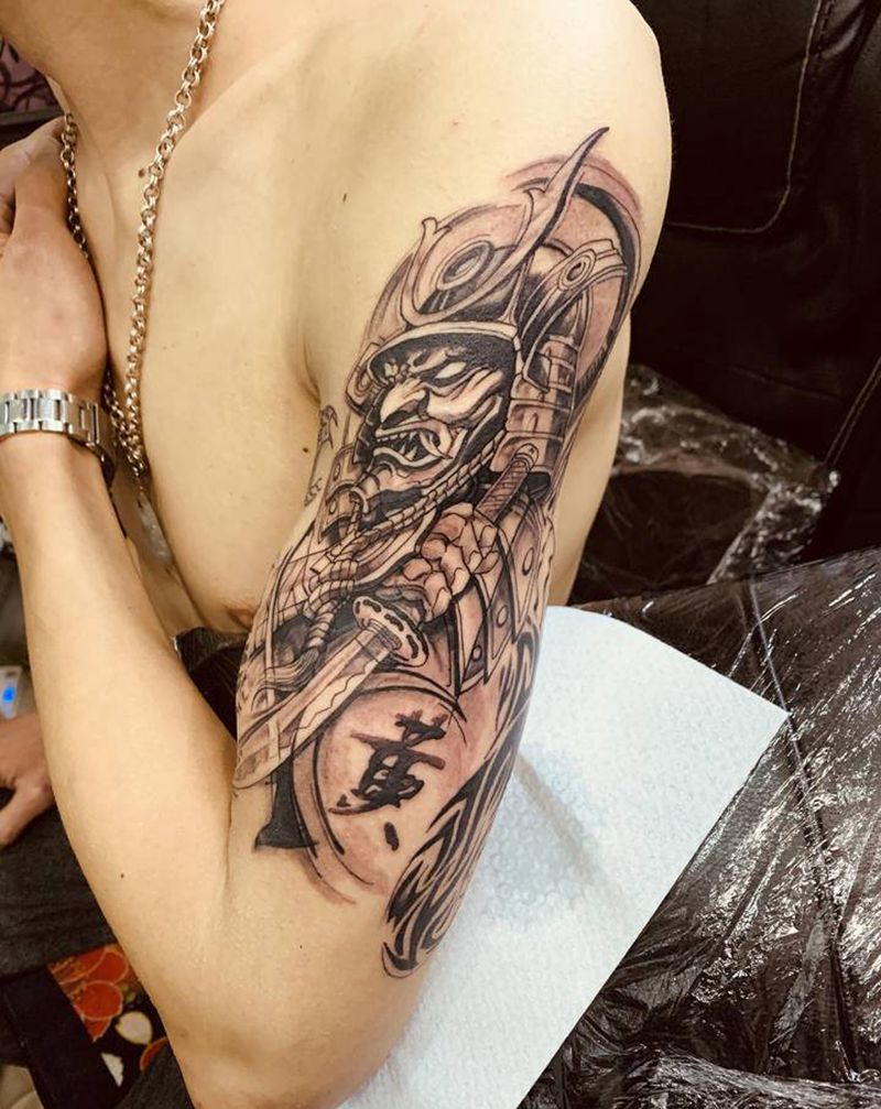 鬼武士纹身图片_手臂纹身图案