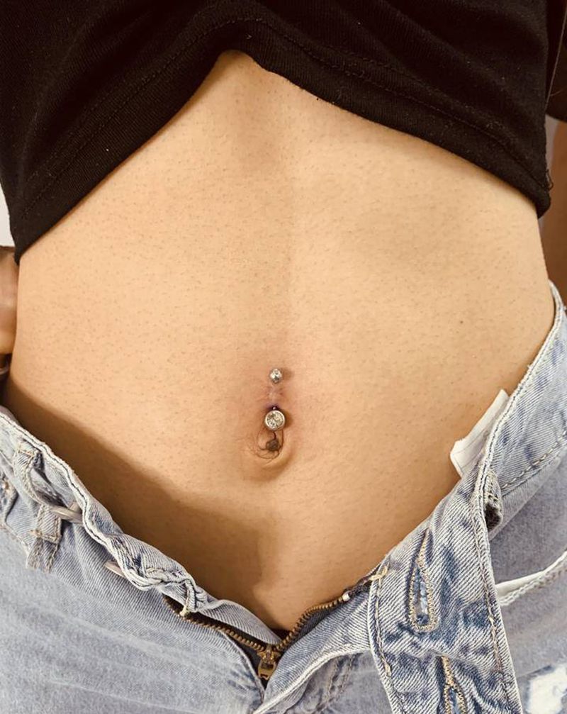 脐环纹身图片_腹部纹身图案