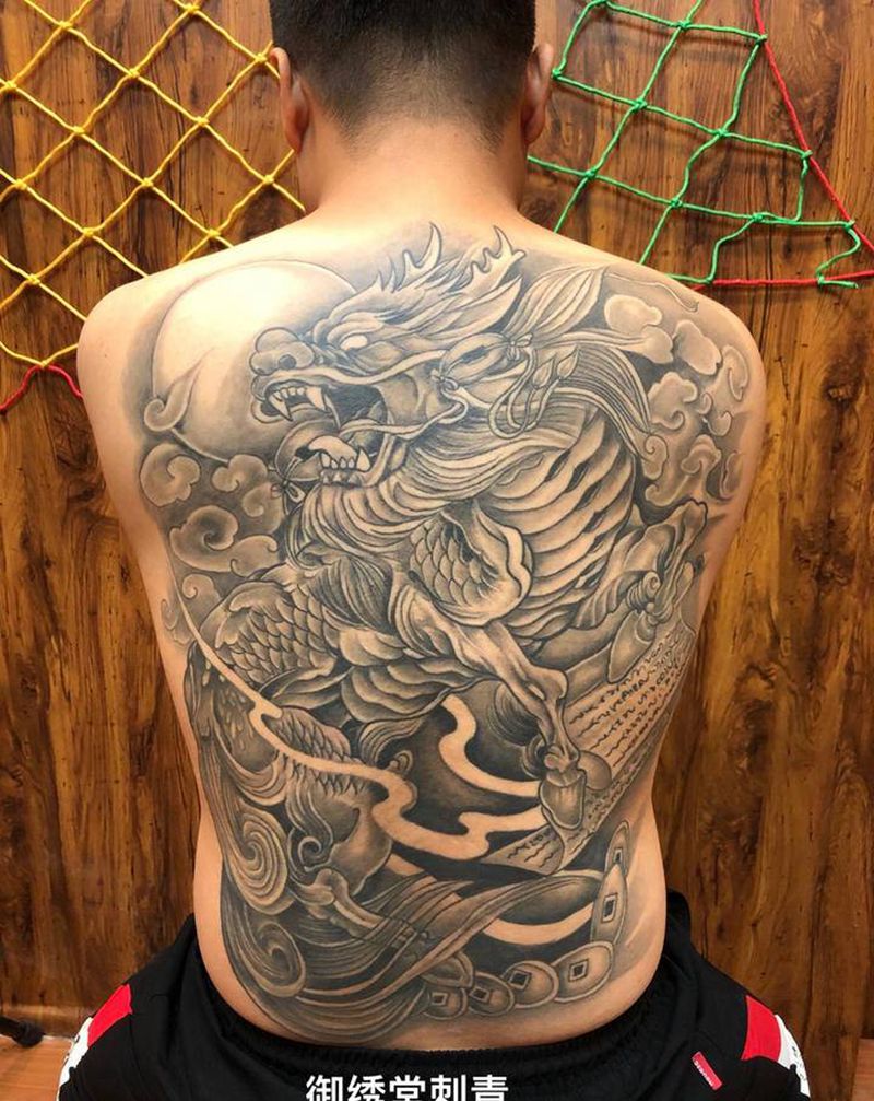 恢复一年半的貔貅纹身图片_新传统纹身图案