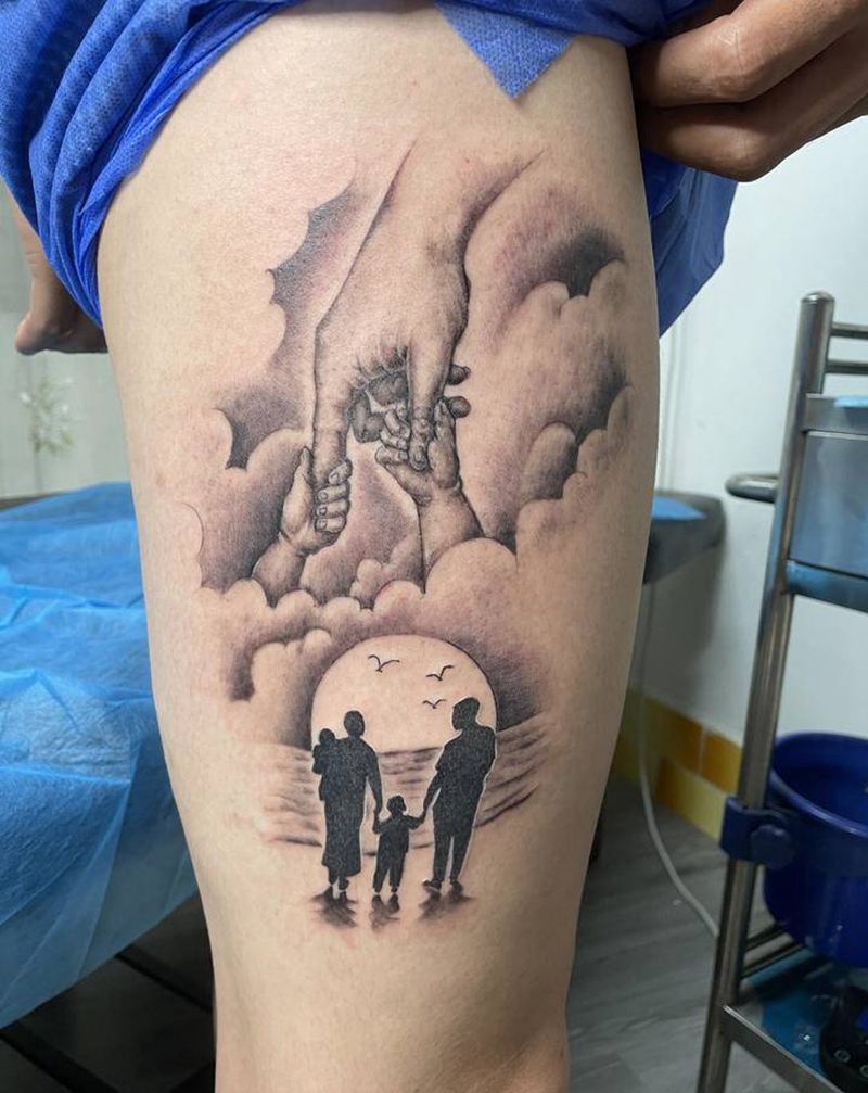 有爱纹身图片_腿部欧美写实纹身图案