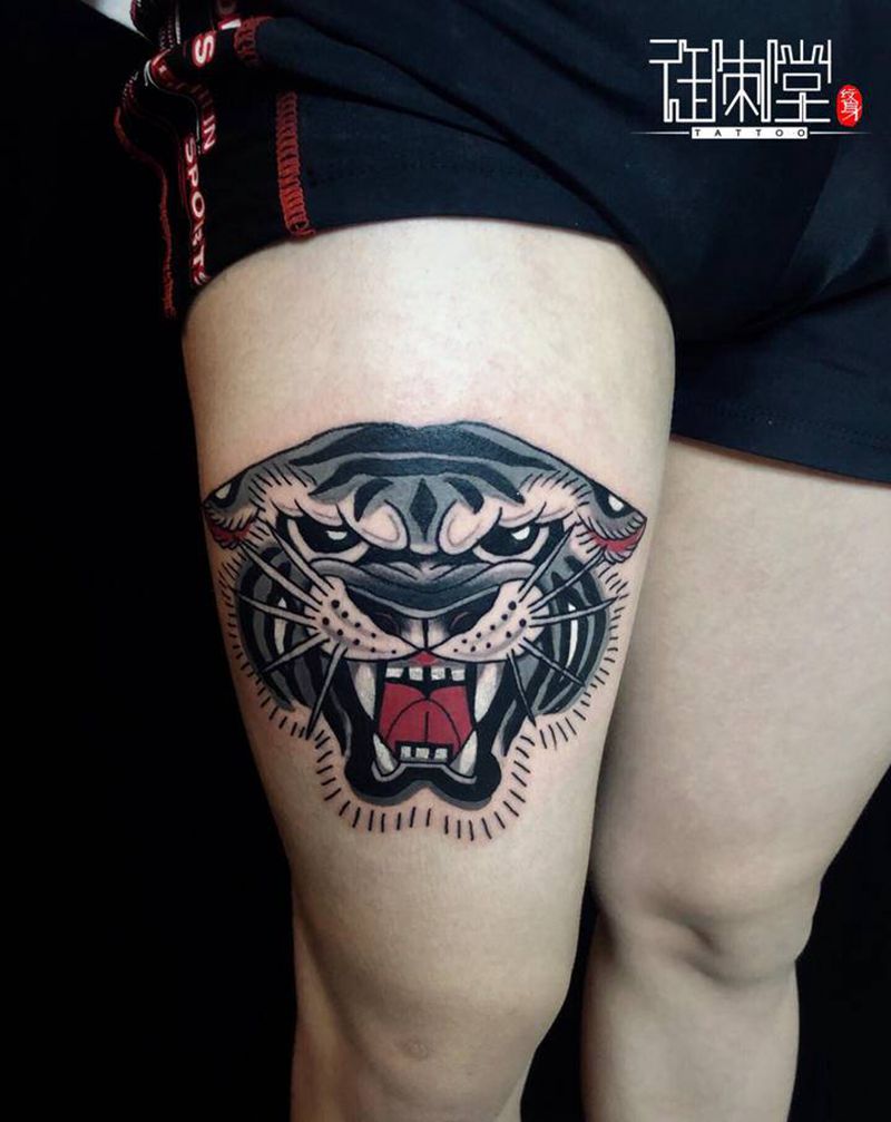 老虎头纹身图片_New SchoolOld School纹身图案