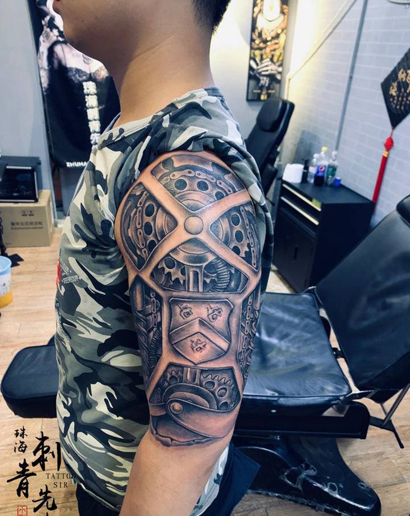 机械臂纹身图片_手臂手部欧美风纹身图案