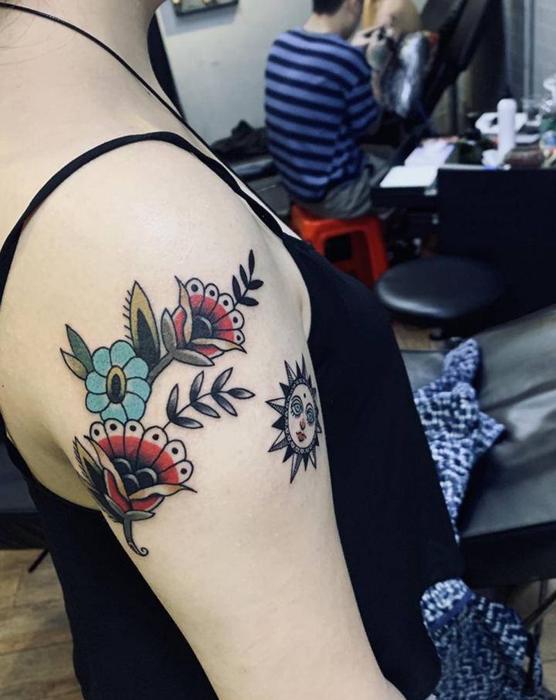 old school花纹身图片_手臂手部Old School纹身图案