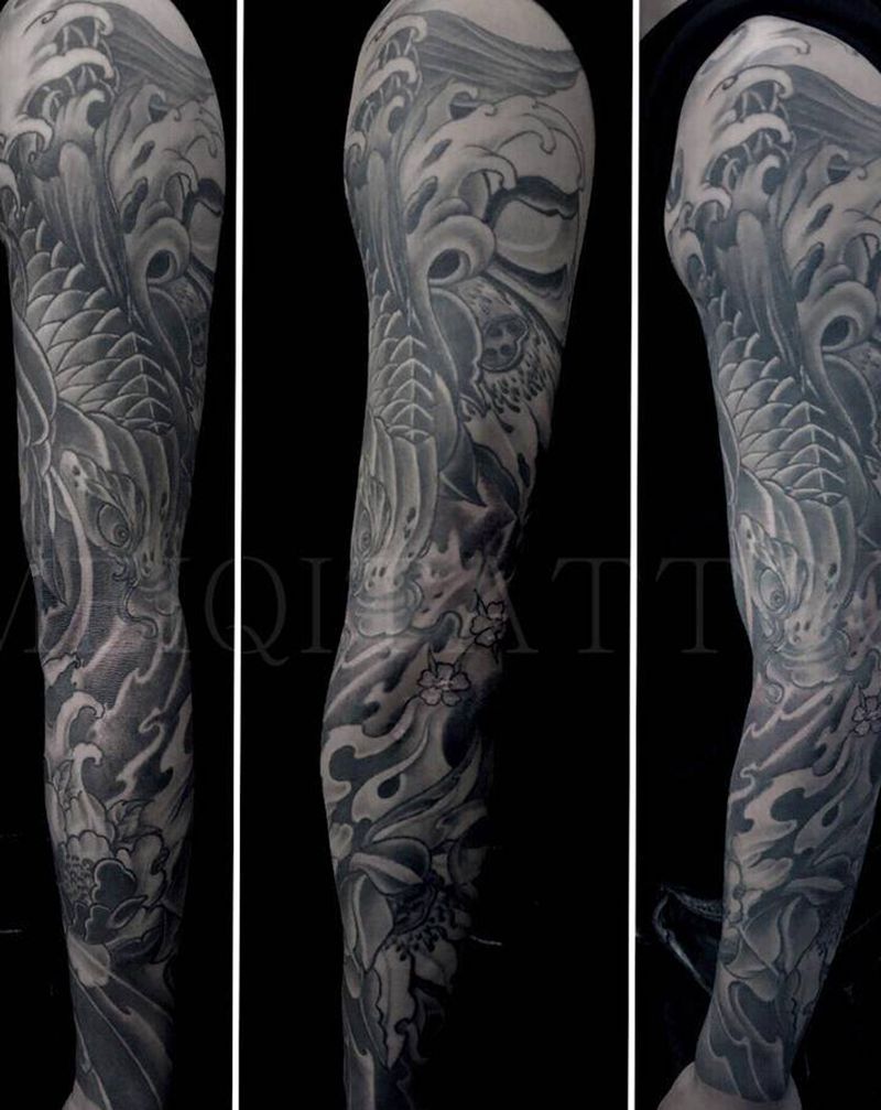 花臂纹身图片_手臂新传统纹身图案