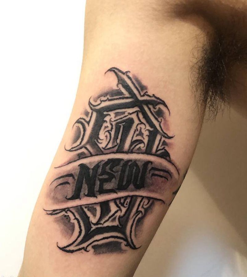 花体纹身图片_手臂手部花体字几何纹身图案