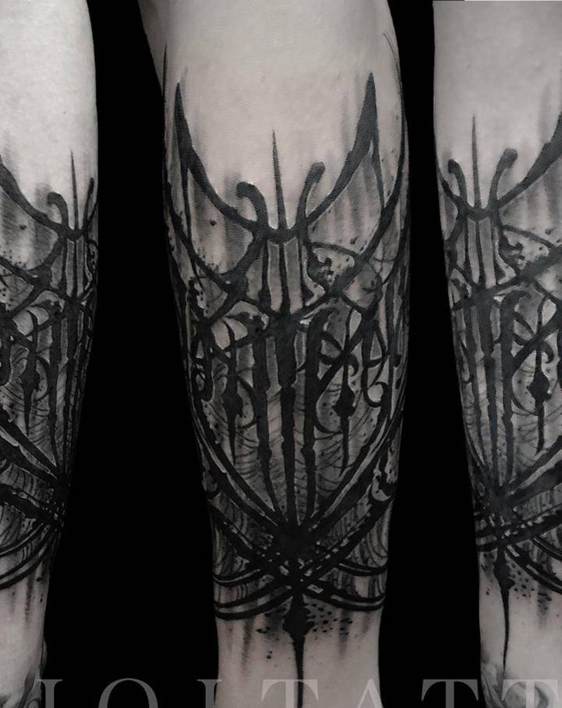 硬花体纹身图片_手臂花体字纹身图案