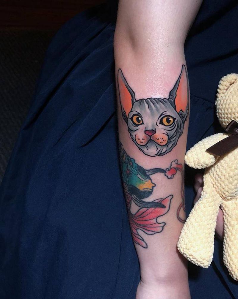 猫纹身图片_手臂纹身图案