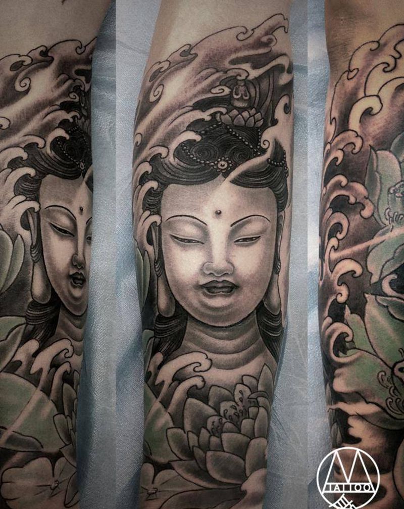 佛陀·遮盖纹身图片_手臂新传统纹身图案