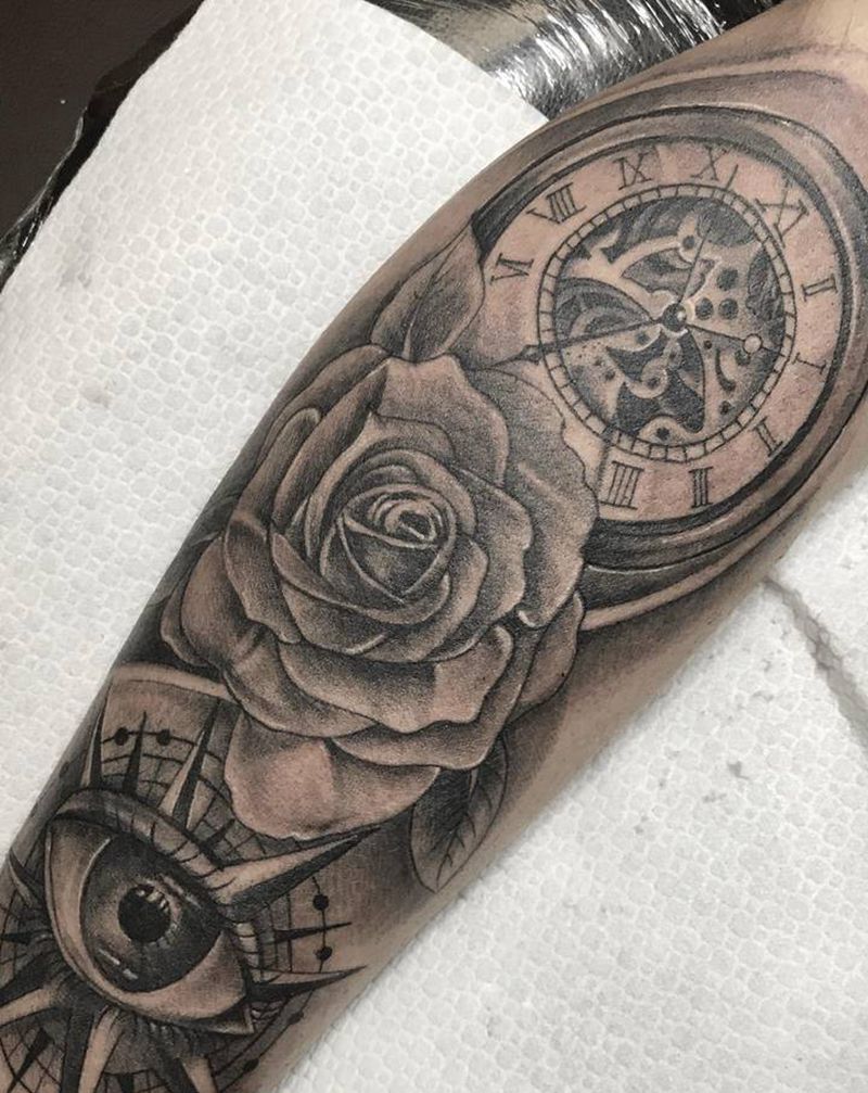 欧美系列拼接小腿纹身图片_脚部腿部纹身图案