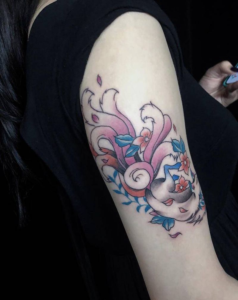 九尾狐纹身图片_手臂纹身图案