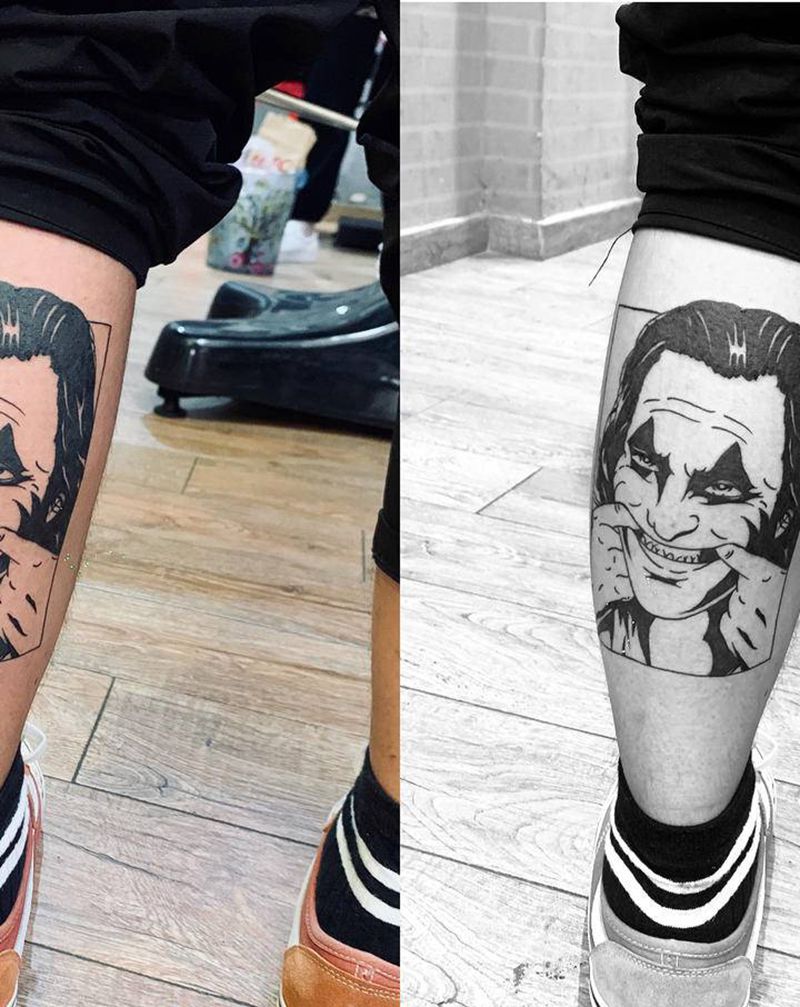 小丑纹身图片_腿部脚部图腾纹身图案