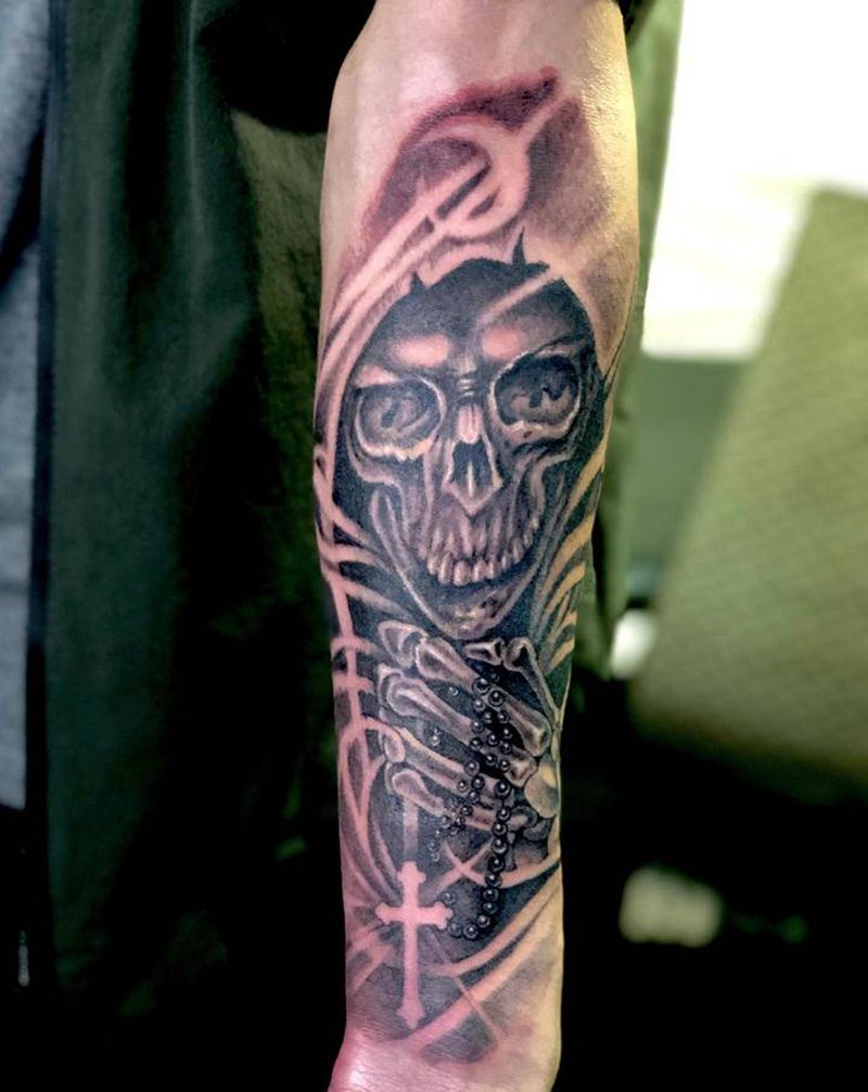 遮盖，基本看不出旧纹身了。纹身图片_手臂欧美写实纹身图案