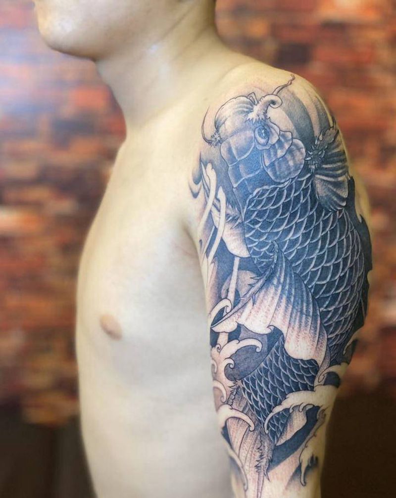 鲤鱼纹身图片_手臂纹身图案