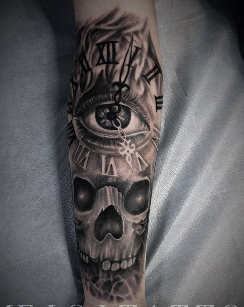 骷髅·眼纹身图片_手臂欧美写实纹身图案