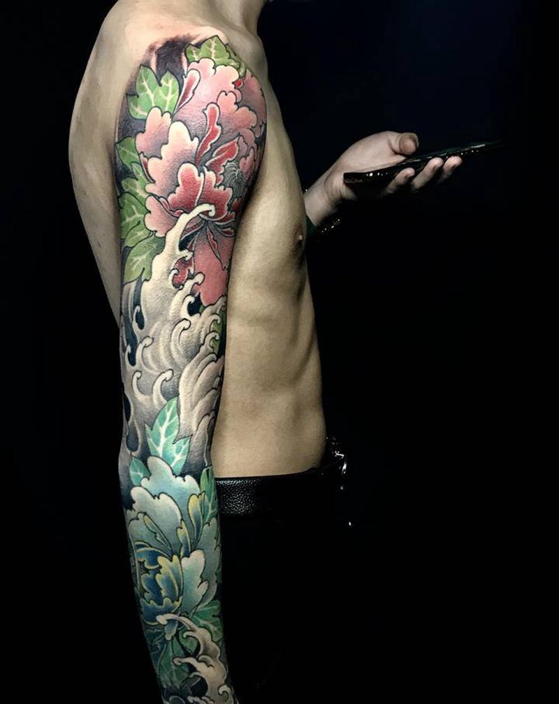 花臂纹身图片_手臂新传统纹身图案